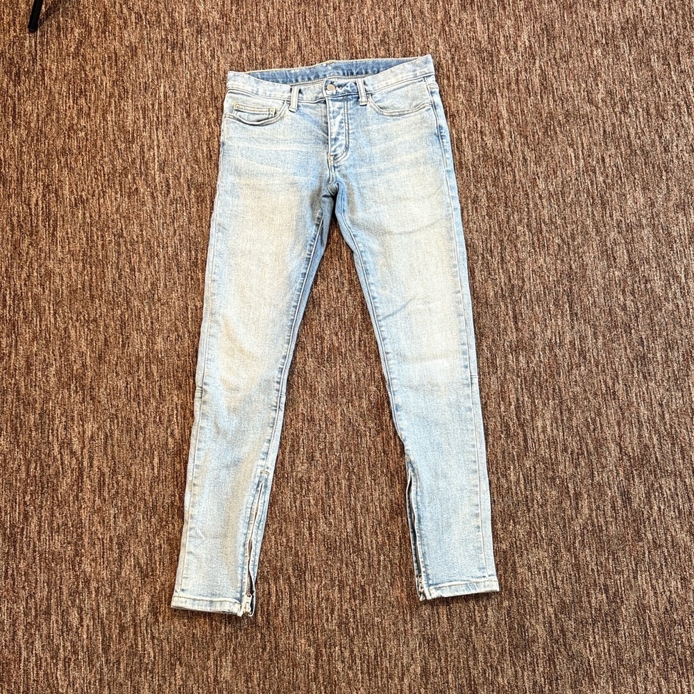 MNML Men’s Biker Ankle Zip Skinny Jeans light wash Size 29